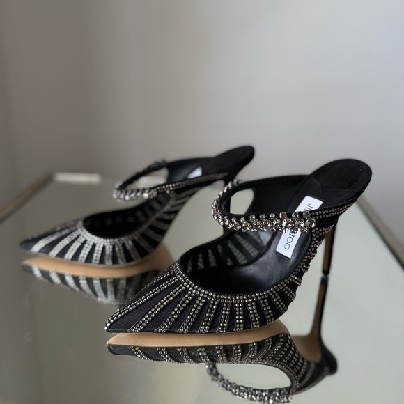New Jimmy Choo Bing 100 Embellished High Heel Mules $1,995 38.5 - Picture 9 of 11